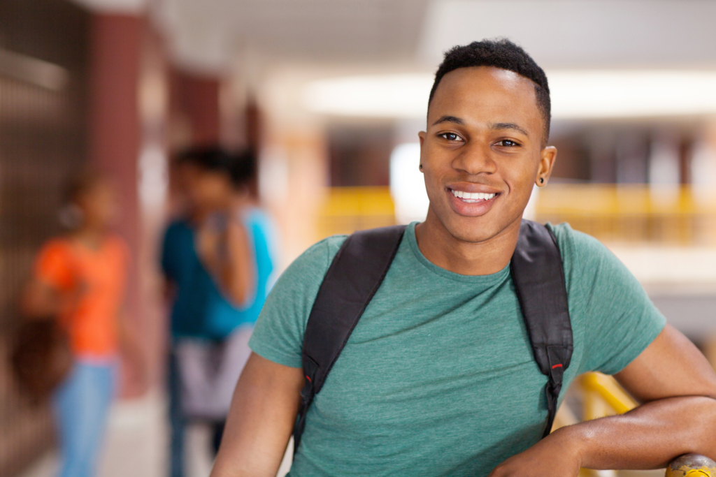 handsome male african american college student
