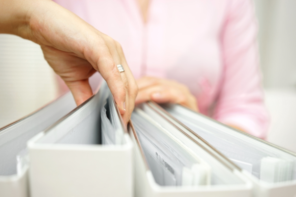 businesswoman is inspecting documentation